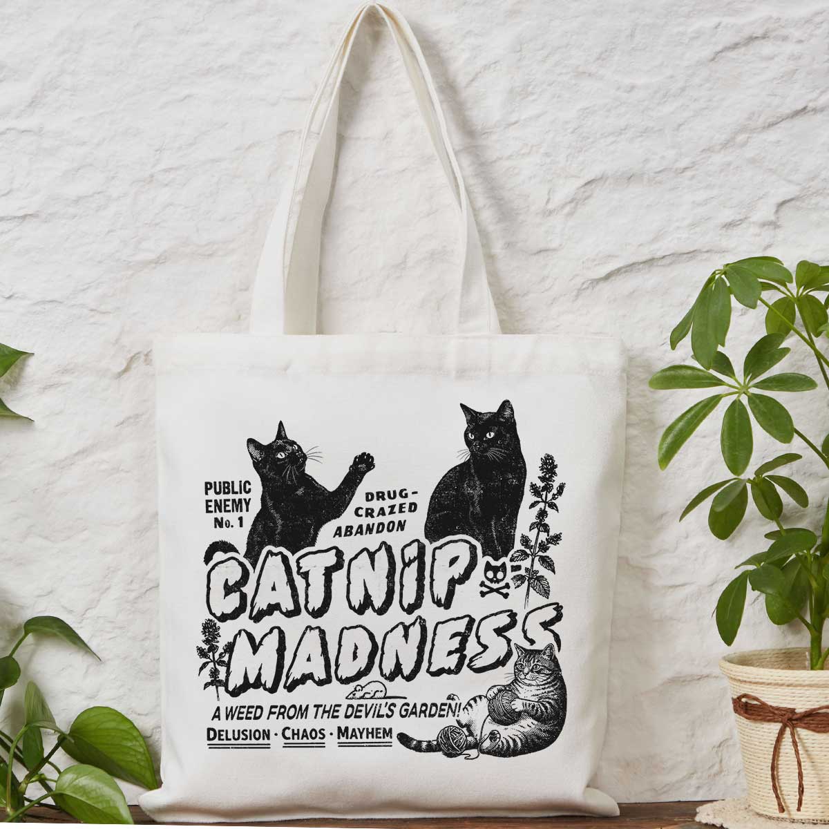 Purplehecate Catnip Madness Cute Cat Tote Bag