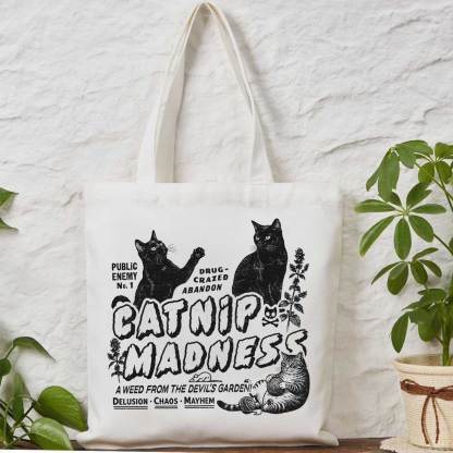 Purplehecate Catnip Madness Cute Cat Tote Bag