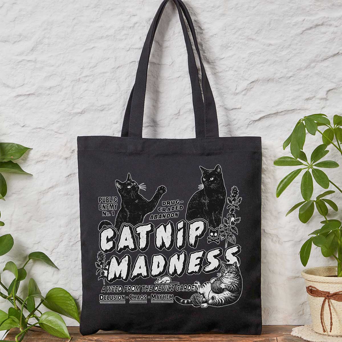Purplehecate Catnip Madness Cute Cat Tote Bag