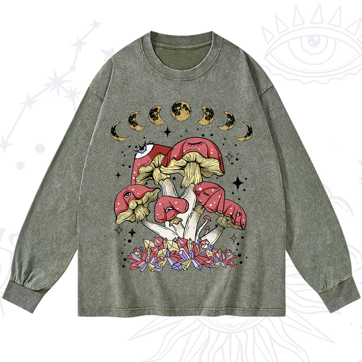 Purplehecate Magic Mushroom Washed Long Sleeve Shirt