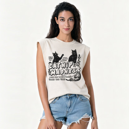 Purplehecate Catnip Madness Cute Cat Vintage Washed Tank