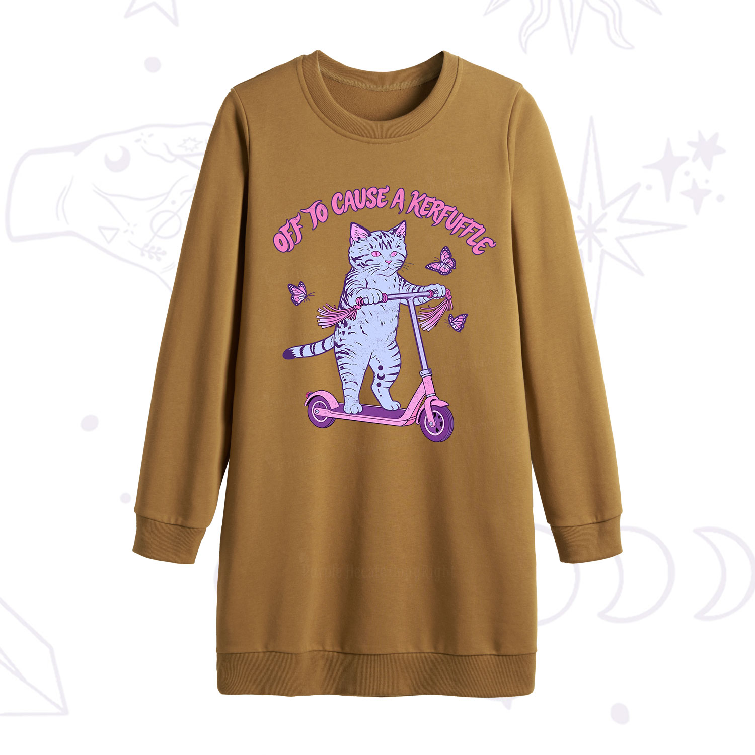 Purplehecate Off To Cause A Kerfuffle Cat Sweatshirt Dress