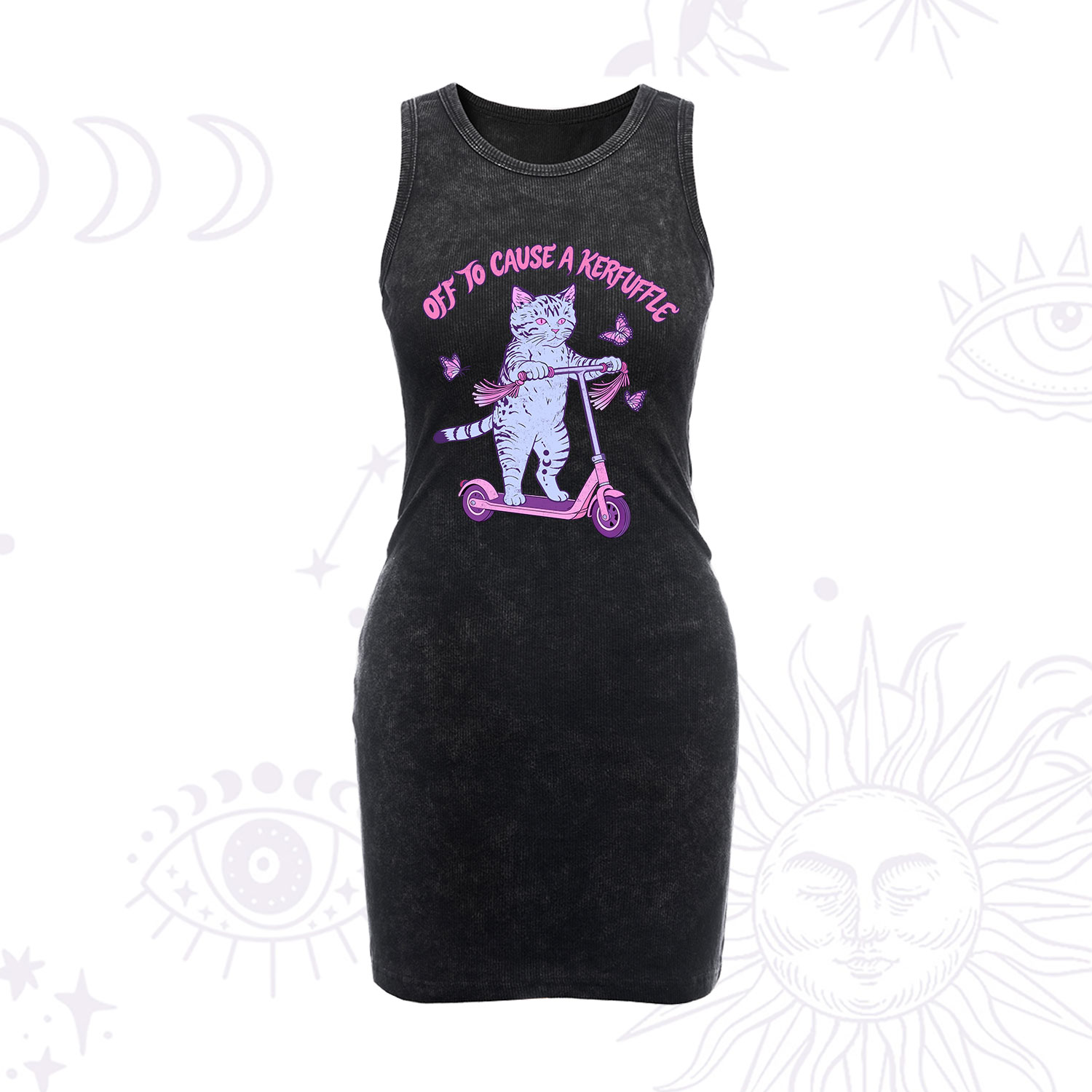 Purplehecate Off To Cause A Kerfuffle Cat Vintage Bodycon Tank Dress