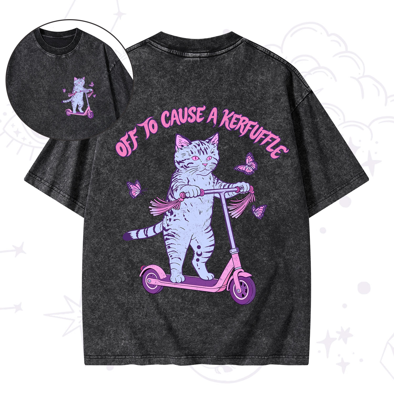 Purplehecate Off To Cause A Kerfuffle Cat Washed T-Shirt