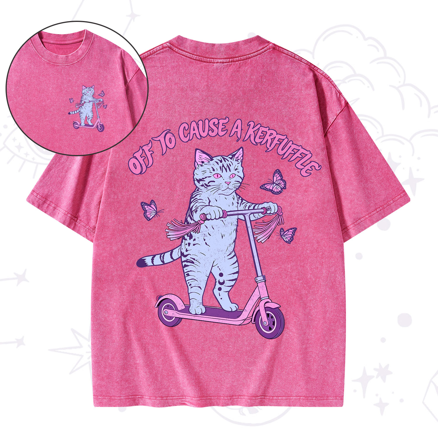 Purplehecate Off To Cause A Kerfuffle Cat Washed T-Shirt
