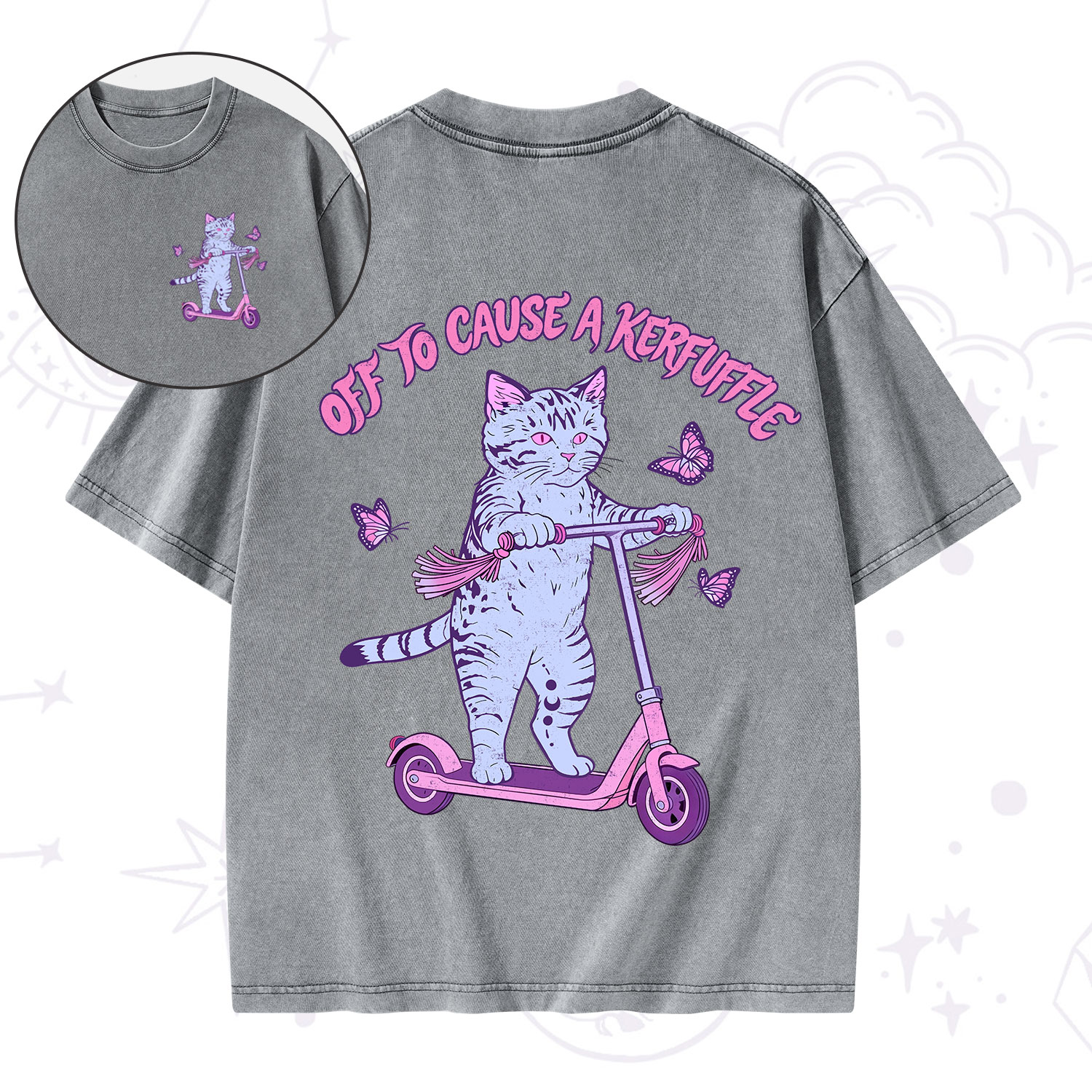Purplehecate Off To Cause A Kerfuffle Cat Washed T-Shirt
