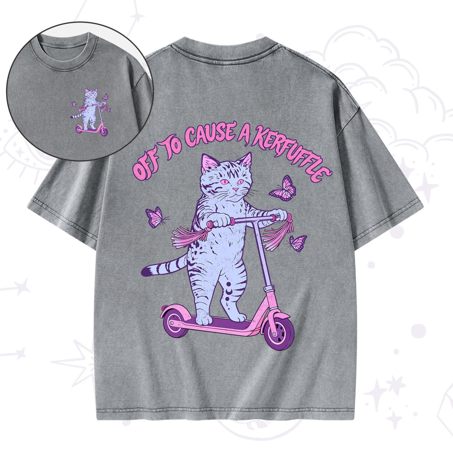 Purplehecate Off To Cause A Kerfuffle Cat Washed T-Shirt