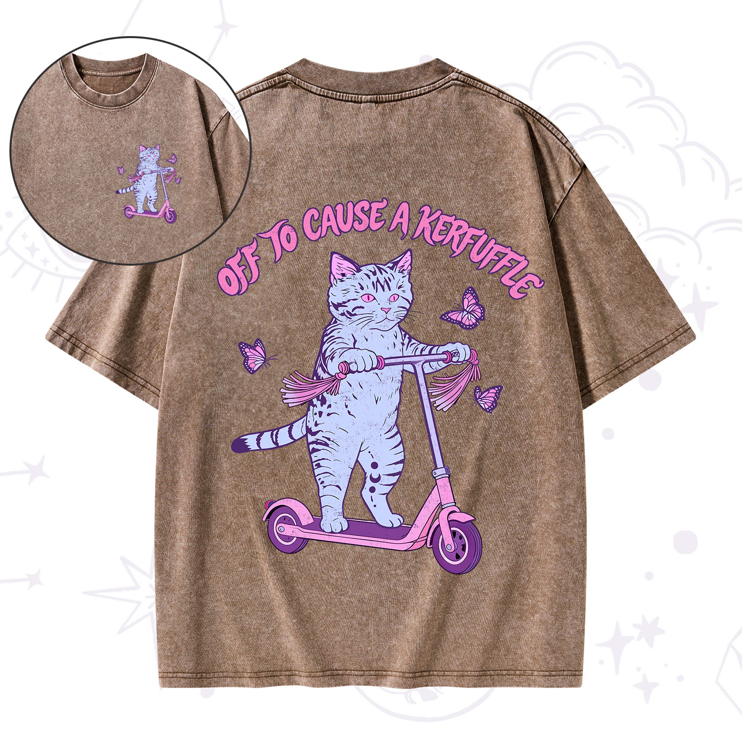 Purplehecate Off To Cause A Kerfuffle Cat Washed T-Shirt