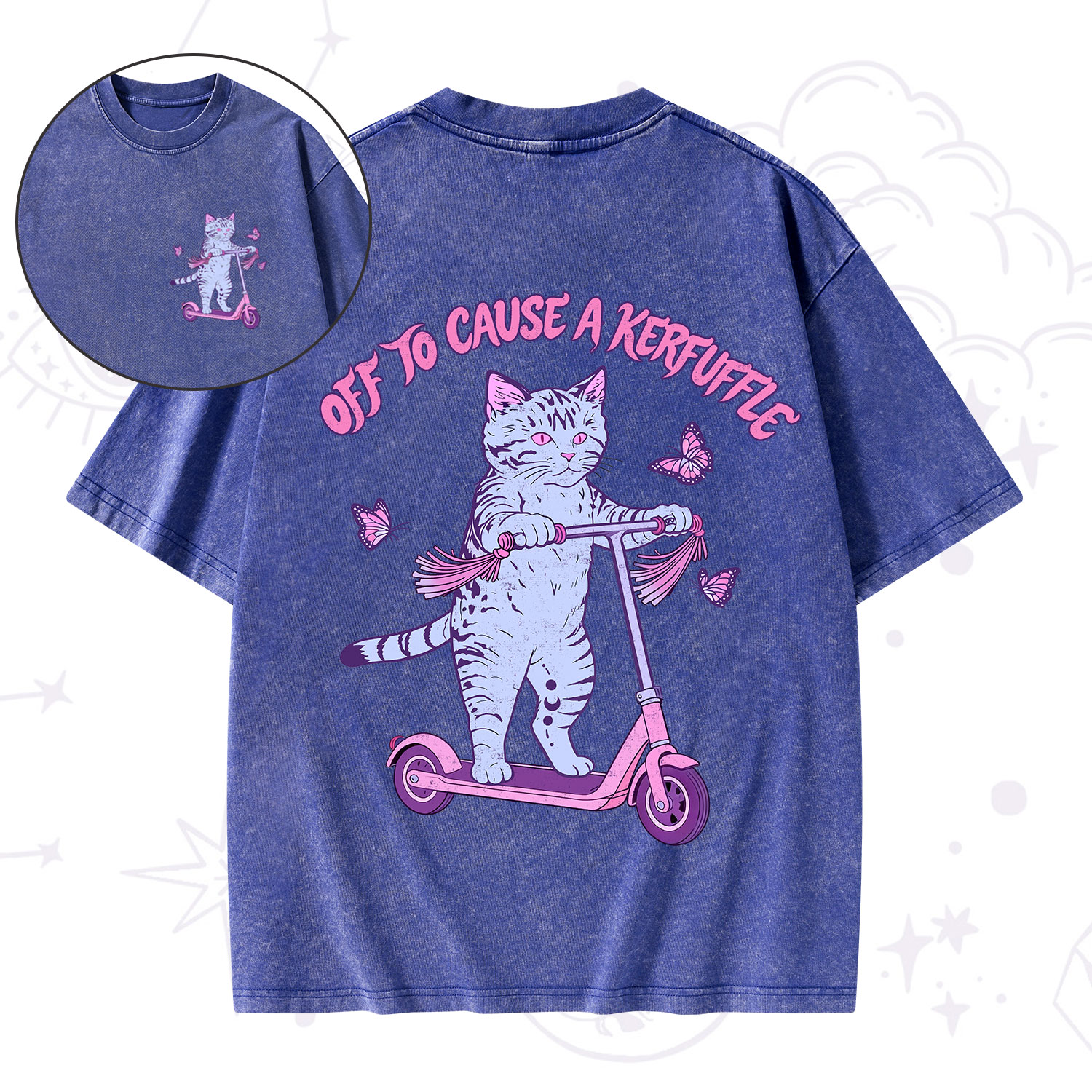 Purplehecate Off To Cause A Kerfuffle Cat Washed T-Shirt