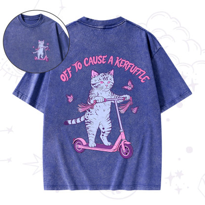 Purplehecate Off To Cause A Kerfuffle Cat Washed T-Shirt