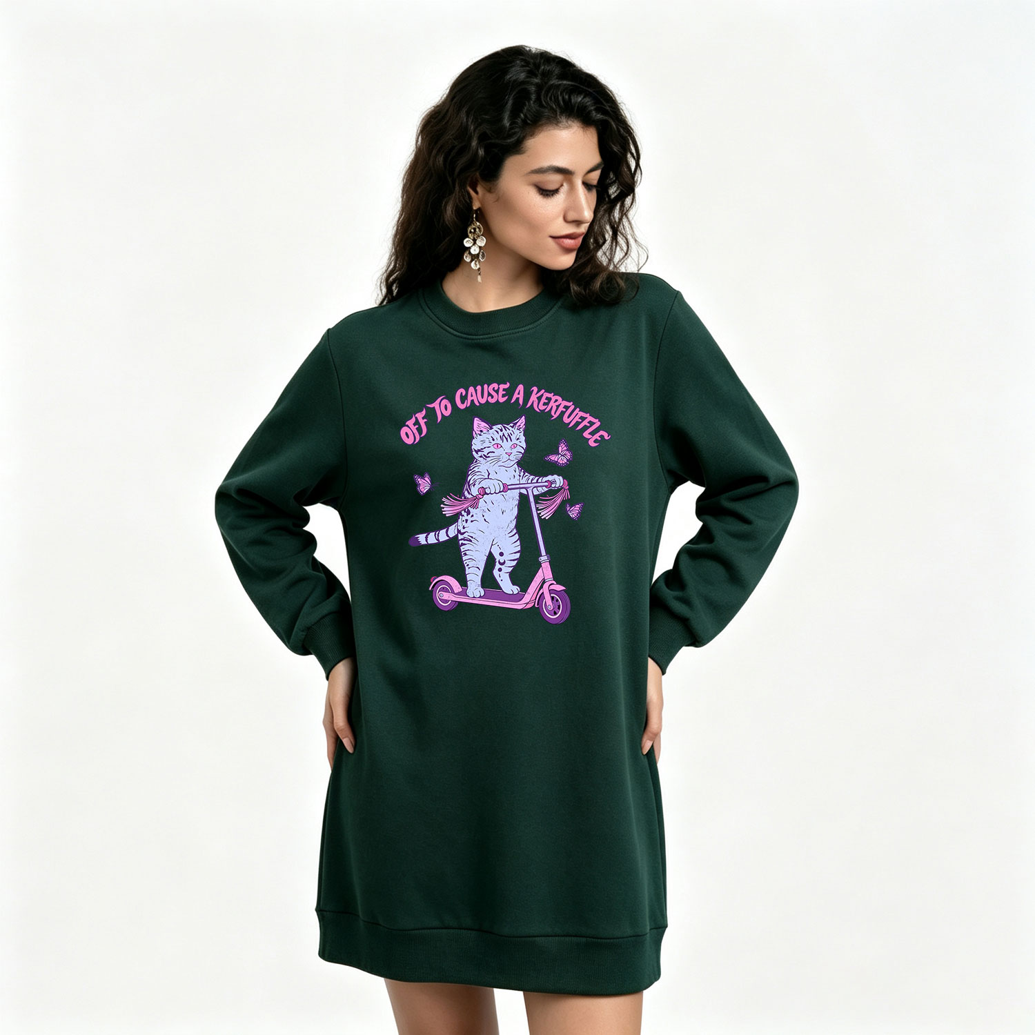 Purplehecate Off To Cause A Kerfuffle Cat Sweatshirt Dress