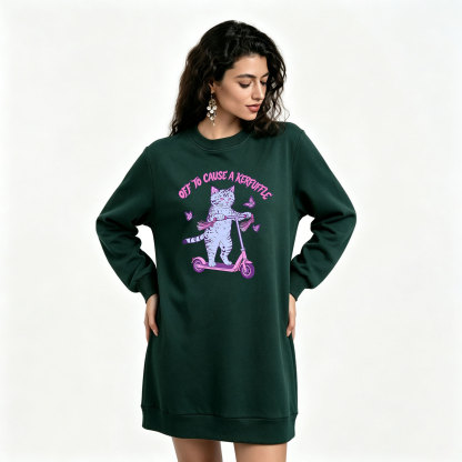 Purplehecate Off To Cause A Kerfuffle Cat Sweatshirt Dress