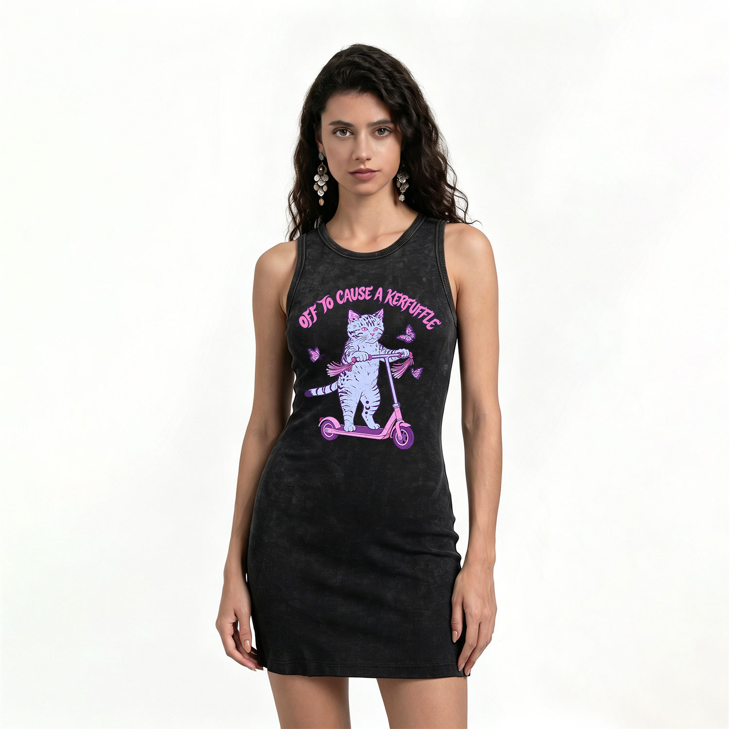 Purplehecate Off To Cause A Kerfuffle Cat Vintage Bodycon Tank Dress