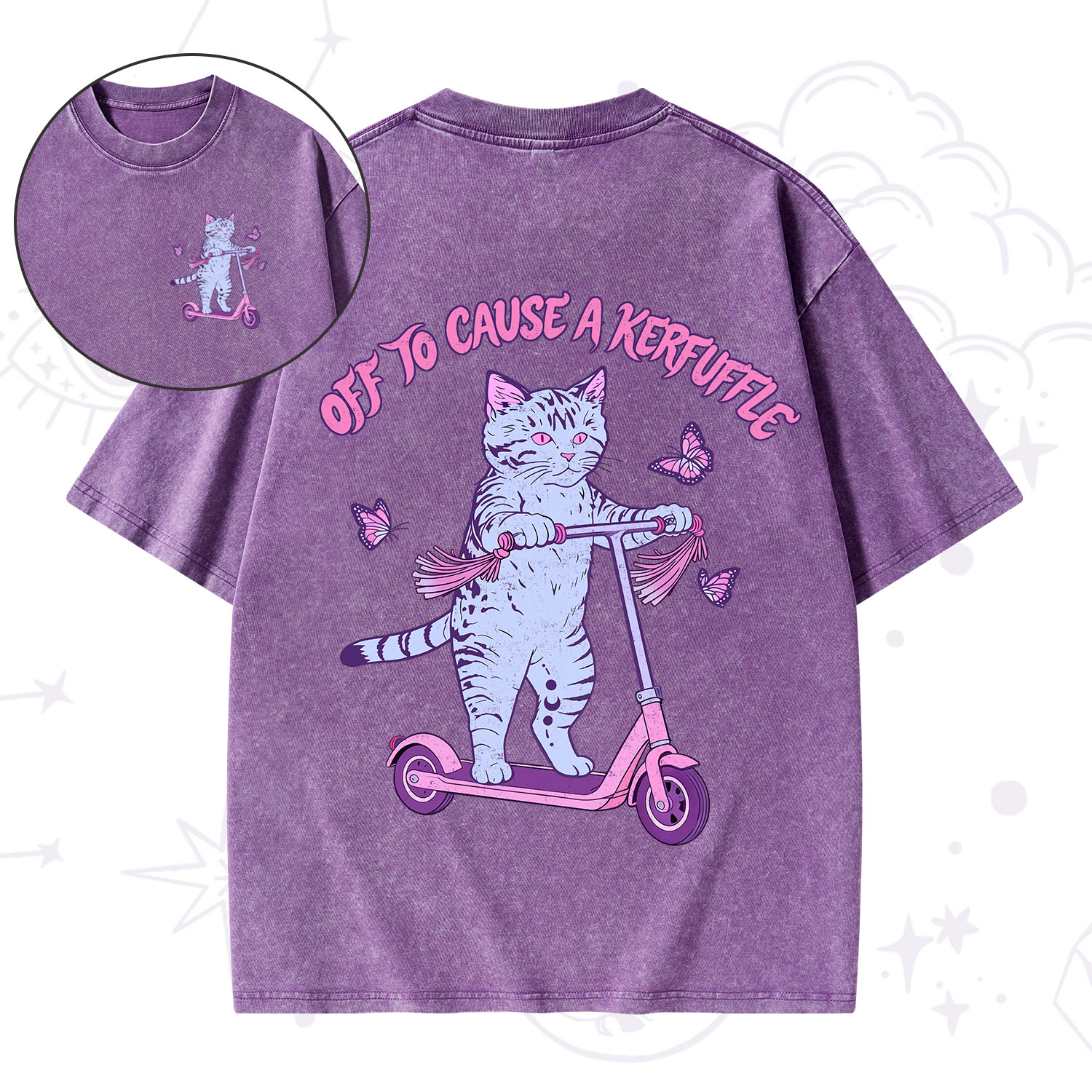 Purplehecate Off To Cause A Kerfuffle Cat Washed T-Shirt