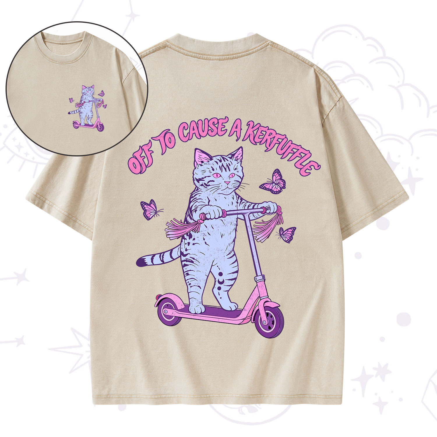 Purplehecate Off To Cause A Kerfuffle Cat Washed T-Shirt