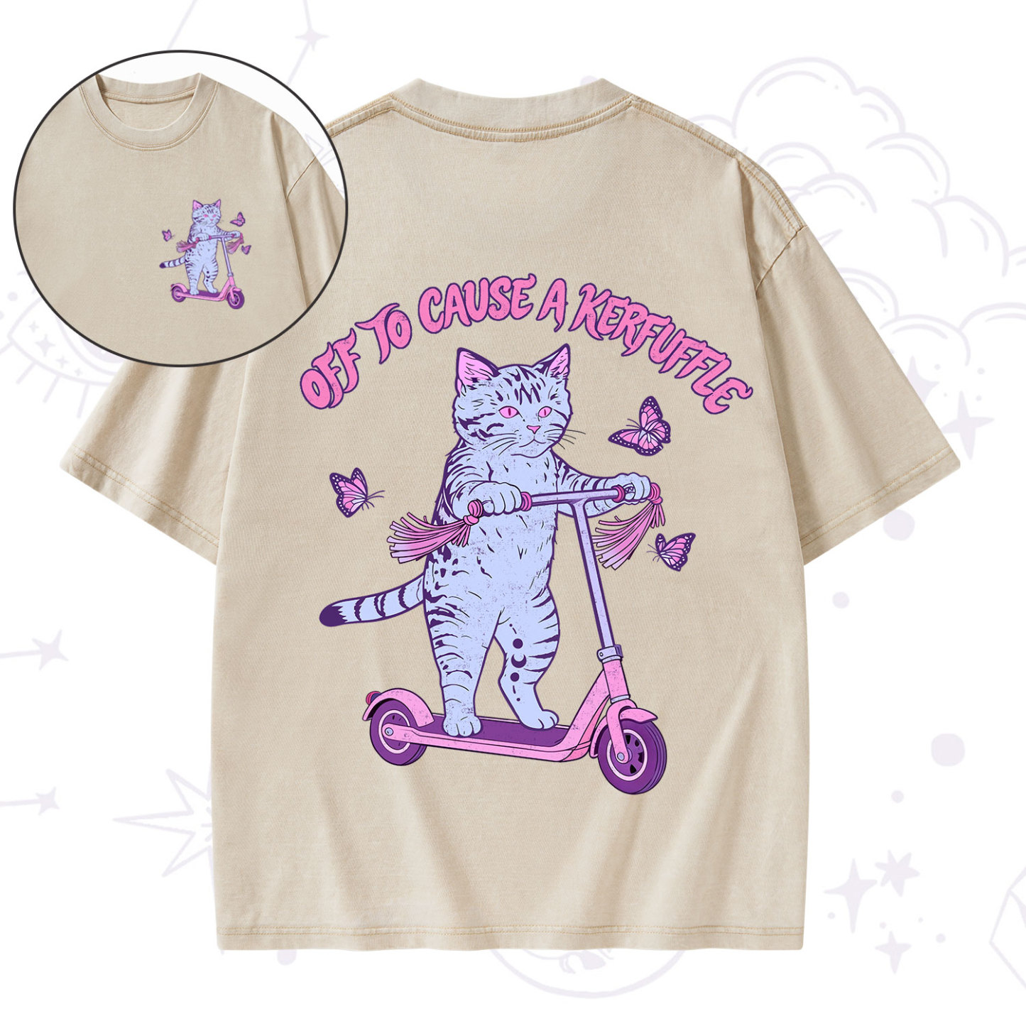 Purplehecate Off To Cause A Kerfuffle Cat Washed T-Shirt