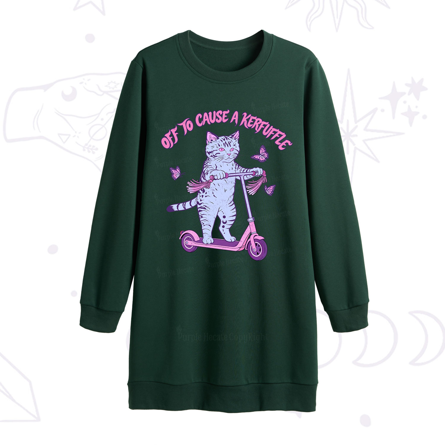 Purplehecate Off To Cause A Kerfuffle Cat Sweatshirt Dress