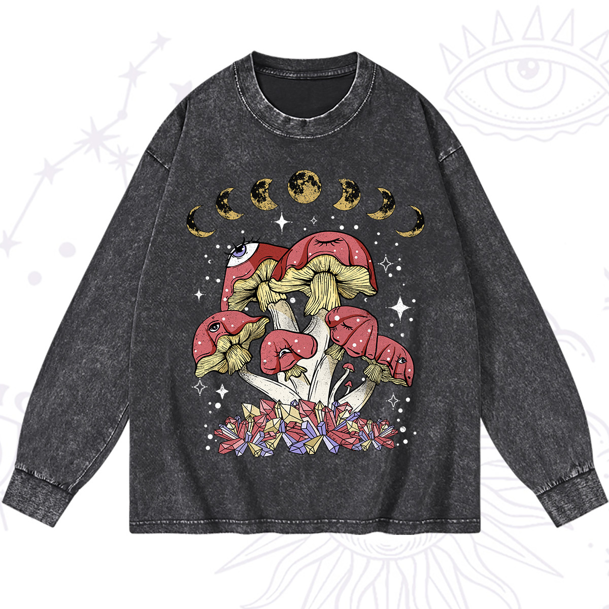 Magic Purplehecate Magic Mushroom Washed Long Sleeve Shirt