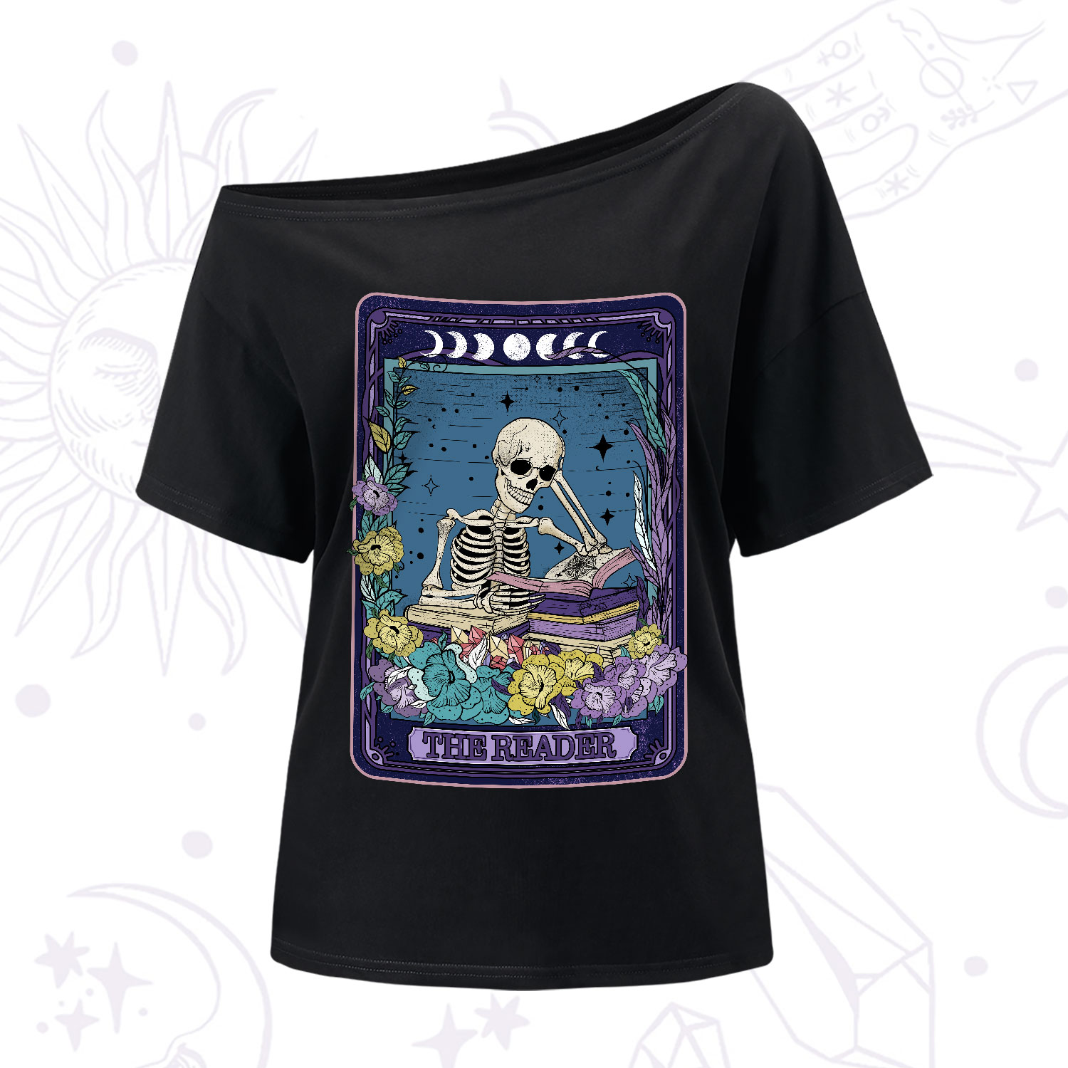 Purplehecate The Reader Tarot Card One-Shoulder T-Shirt
