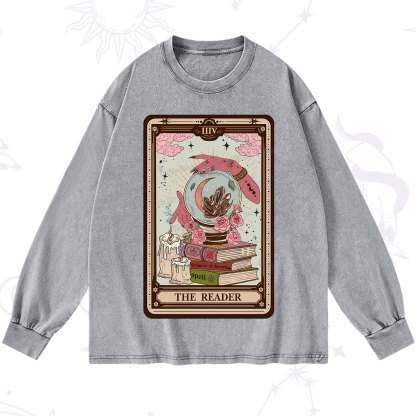 Purplehecate The Reader Tarot Witch Vibes Washed Long Sleeve Shirt