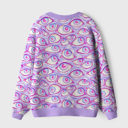 Purplehecate Lavender Dream Eyes Ugly Cardigan Sweaters