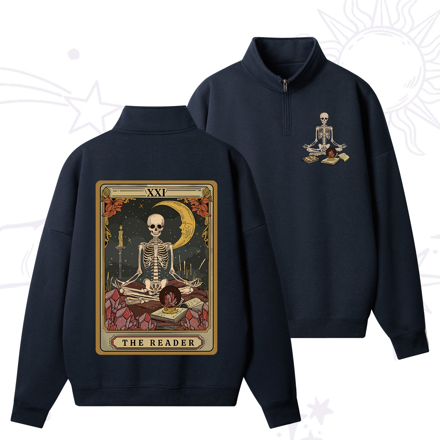 Purplehecate The Reader Tarot Zip Fleece Sweatshirt