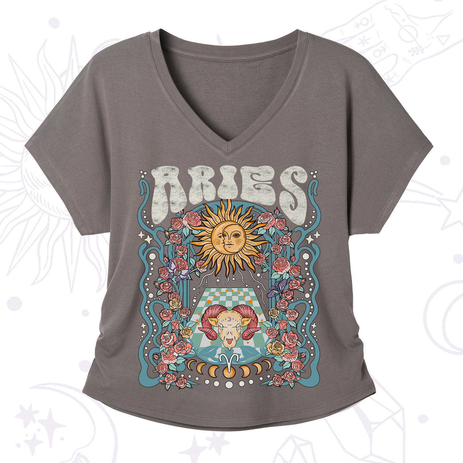 Purplehecate Aries Spirit Zodiac V-Neck T-Shirt