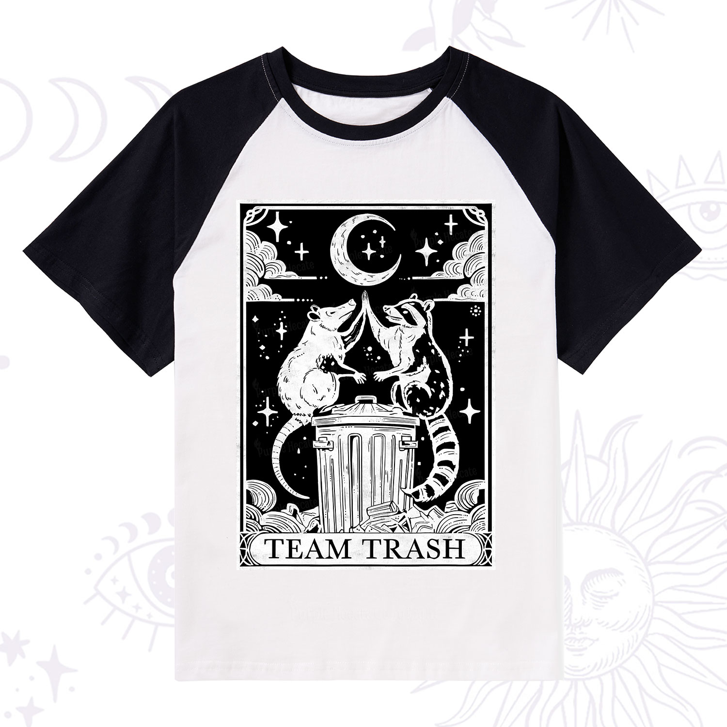 Purplehecate The Team Trash Tarot Raglan Short Sleeve T‑Shirt