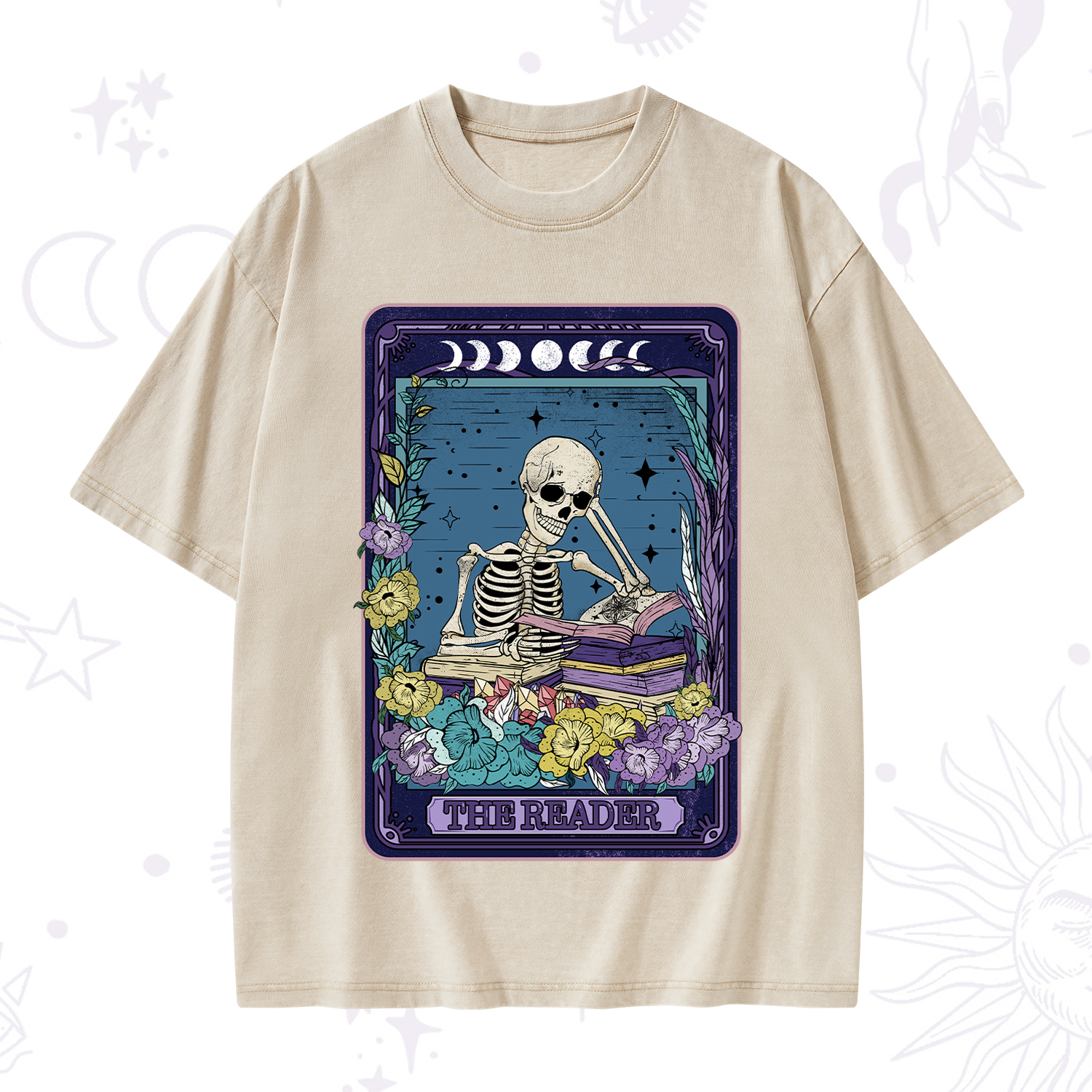 Purplehecate The Reader Tarot Card Washed T-Shirt