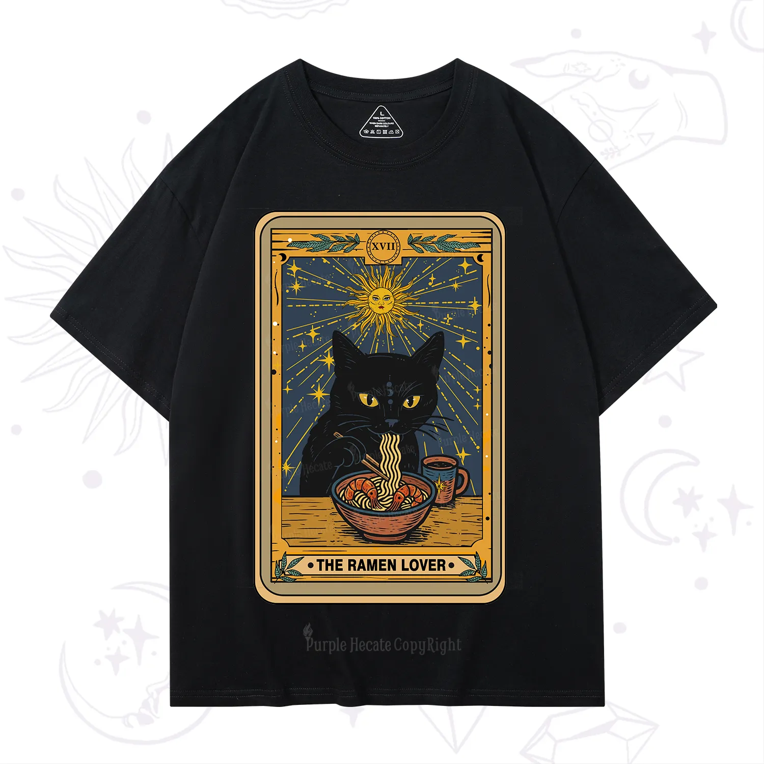 Purplehecate The Ramen Lover Cat Tarot T-Shirt