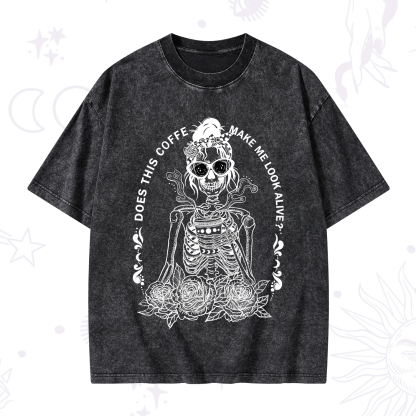 Purplehecate Does This Coffee Make Me Look Alive Washed T-Shirt