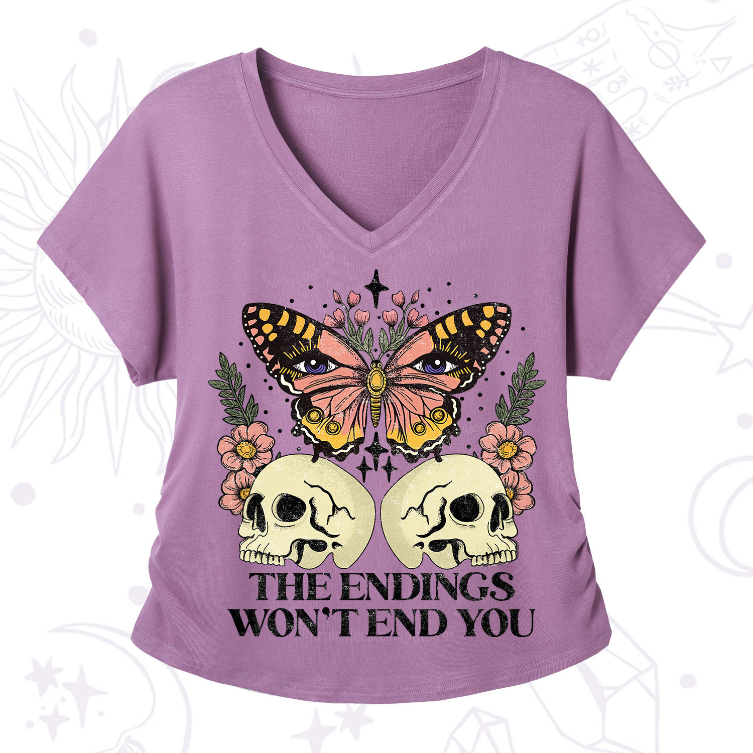 Purplehecate The Endings Won't End You V-Neck T-Shirt