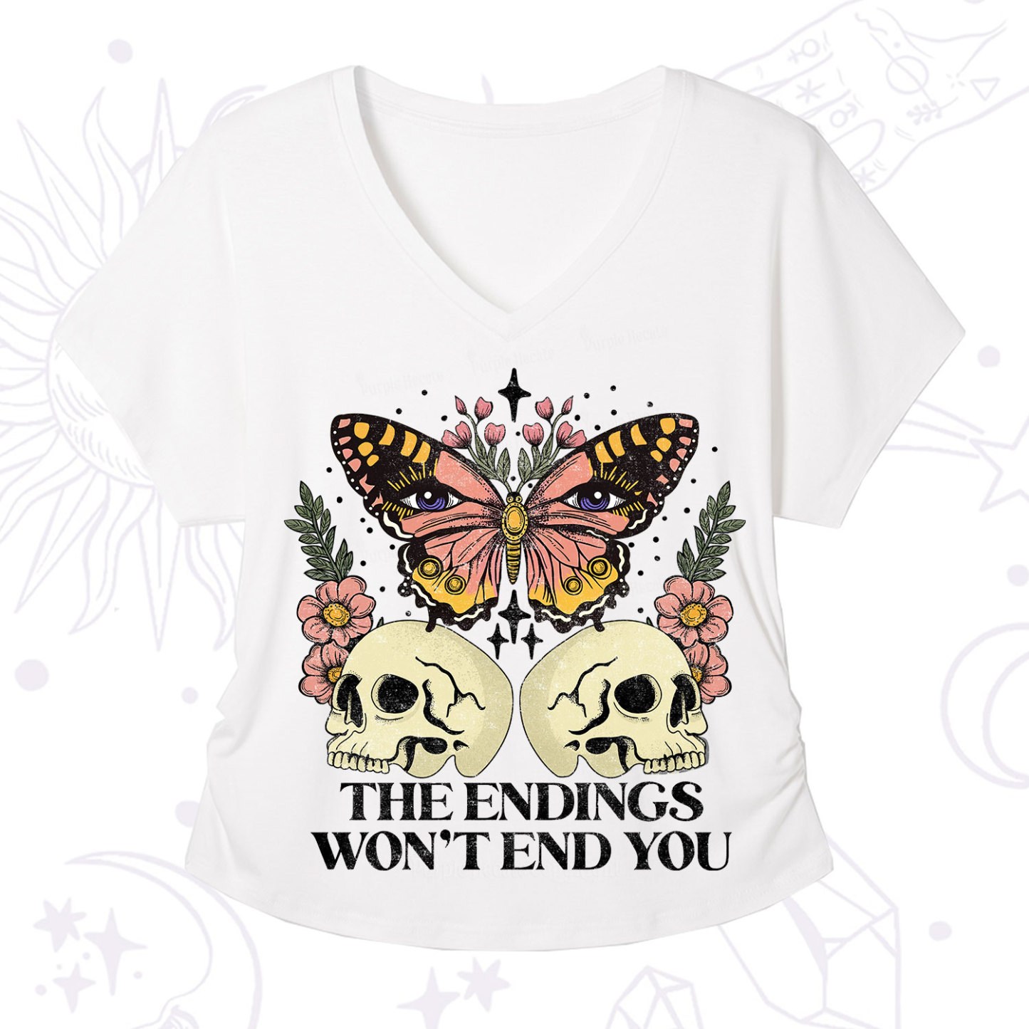 Purplehecate The Endings Won't End You V-Neck T-Shirt