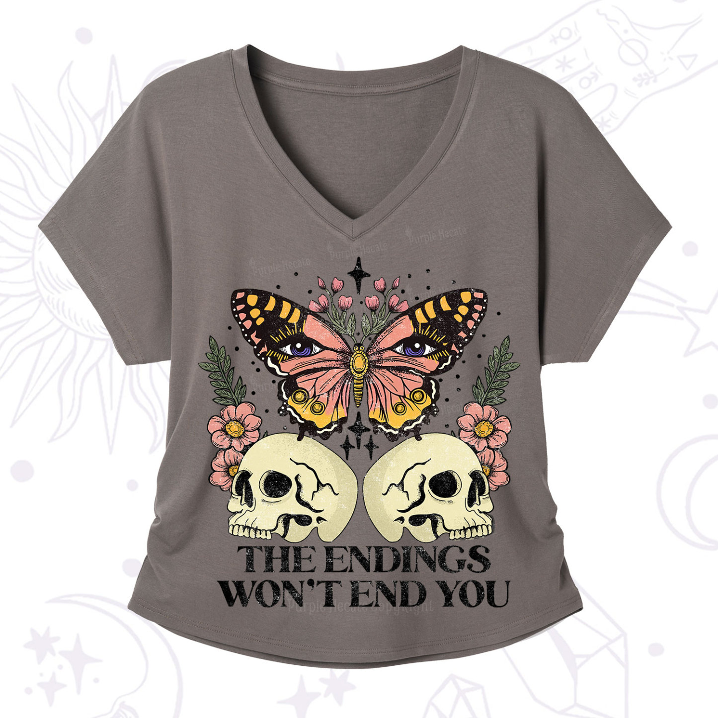 Purplehecate The Endings Won't End You V-Neck T-Shirt