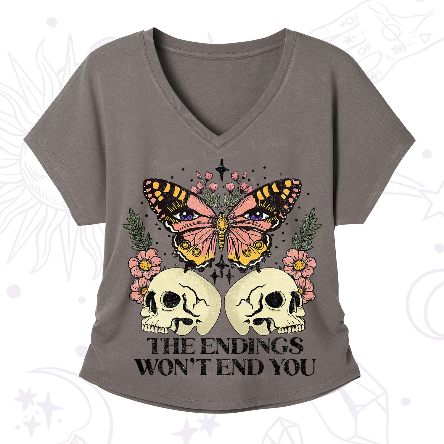 Purplehecate The Endings Won't End You V-Neck T-Shirt