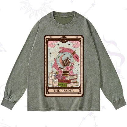 Purplehecate The Reader Tarot Witch Vibes Washed Long Sleeve Shirt