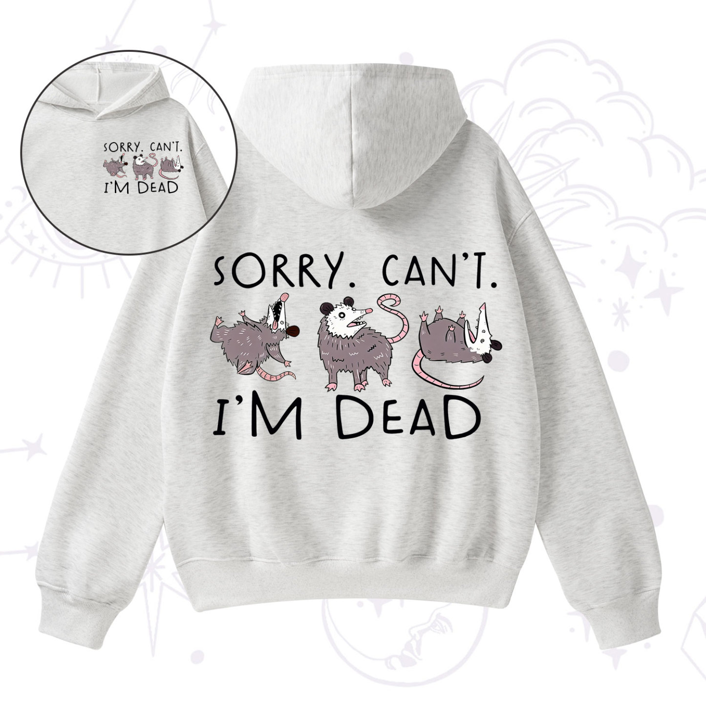 Purplehecate Funny Possum Sorry I Can't I'm Dead Fleece Hoodie Suit