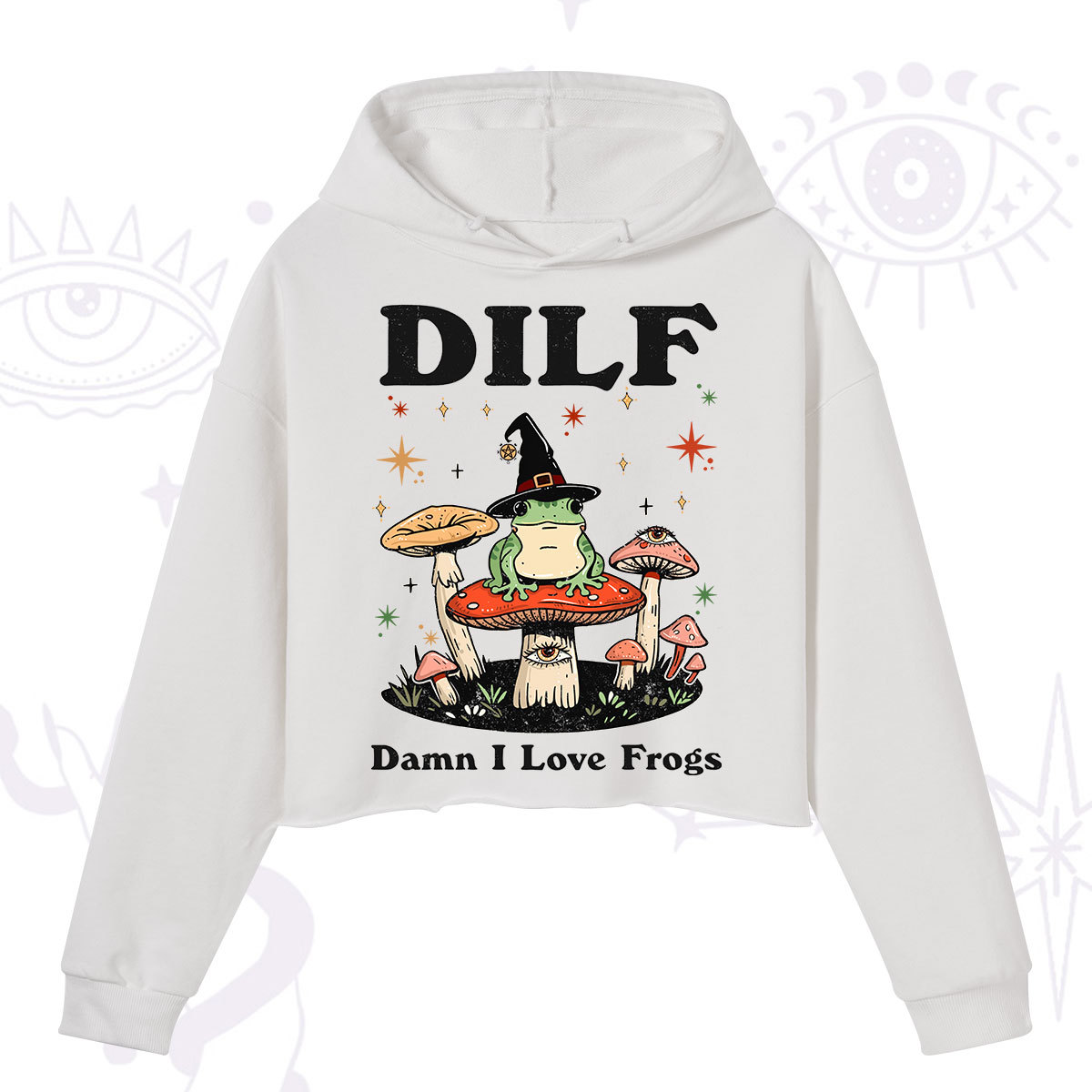Purplehecate Dilf Damn I Love Frogs Crop Hoodie
