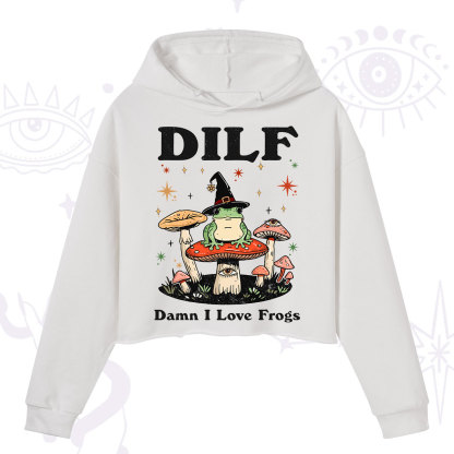 Purplehecate Dilf Damn I Love Frogs Crop Hoodie