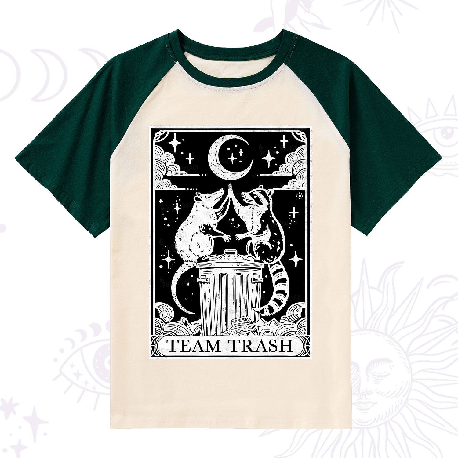 Purplehecate The Team Trash Tarot Raglan Short Sleeve T‑Shirt