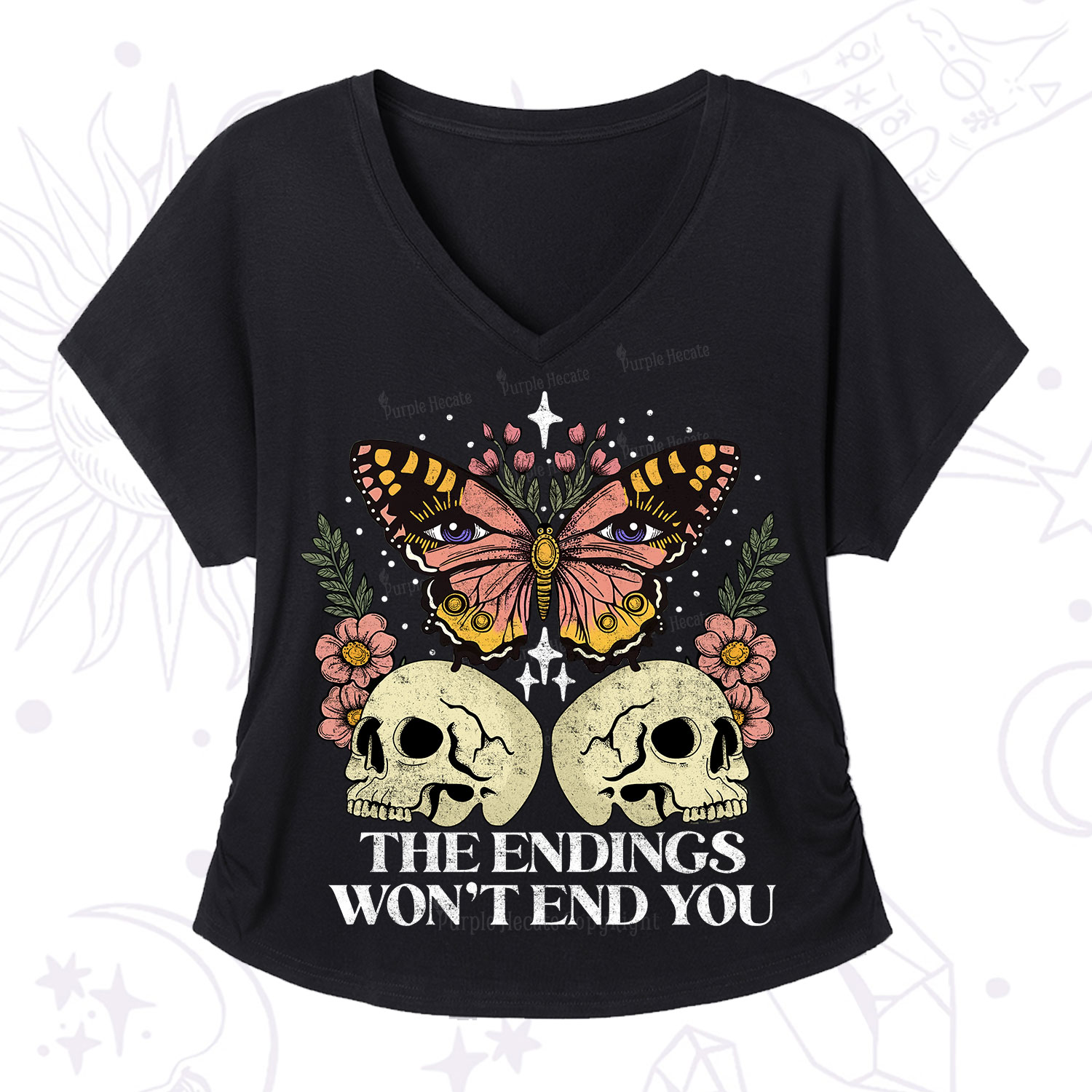 Purplehecate The Endings Won't End You V-Neck T-Shirt