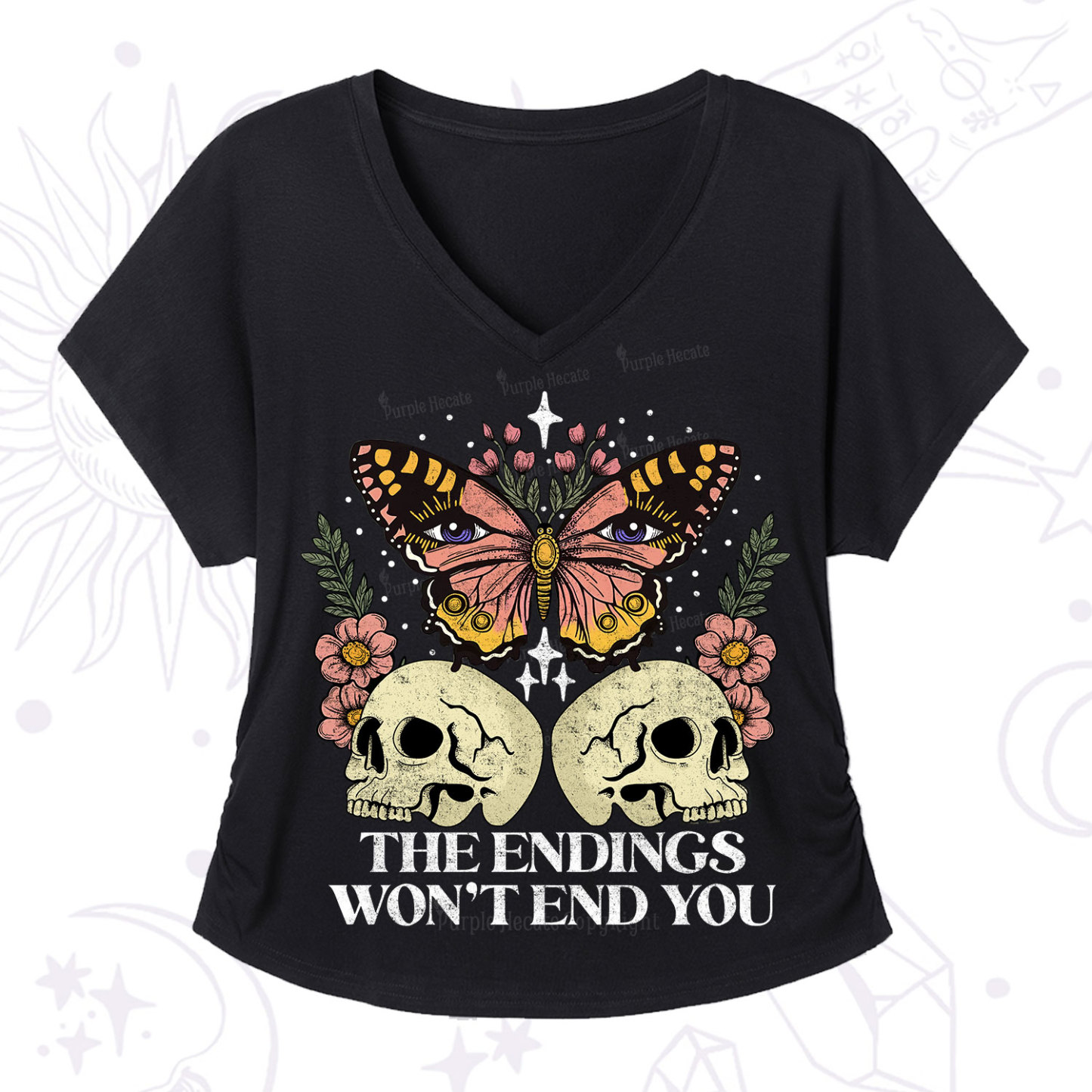 Purplehecate The Endings Won't End You V-Neck T-Shirt