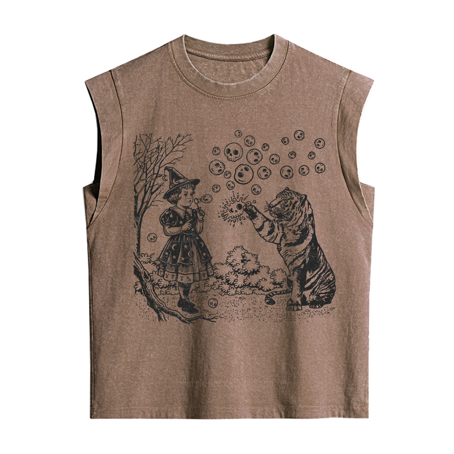 Purplehecate Girl and Tiger Vintage Washed Tank