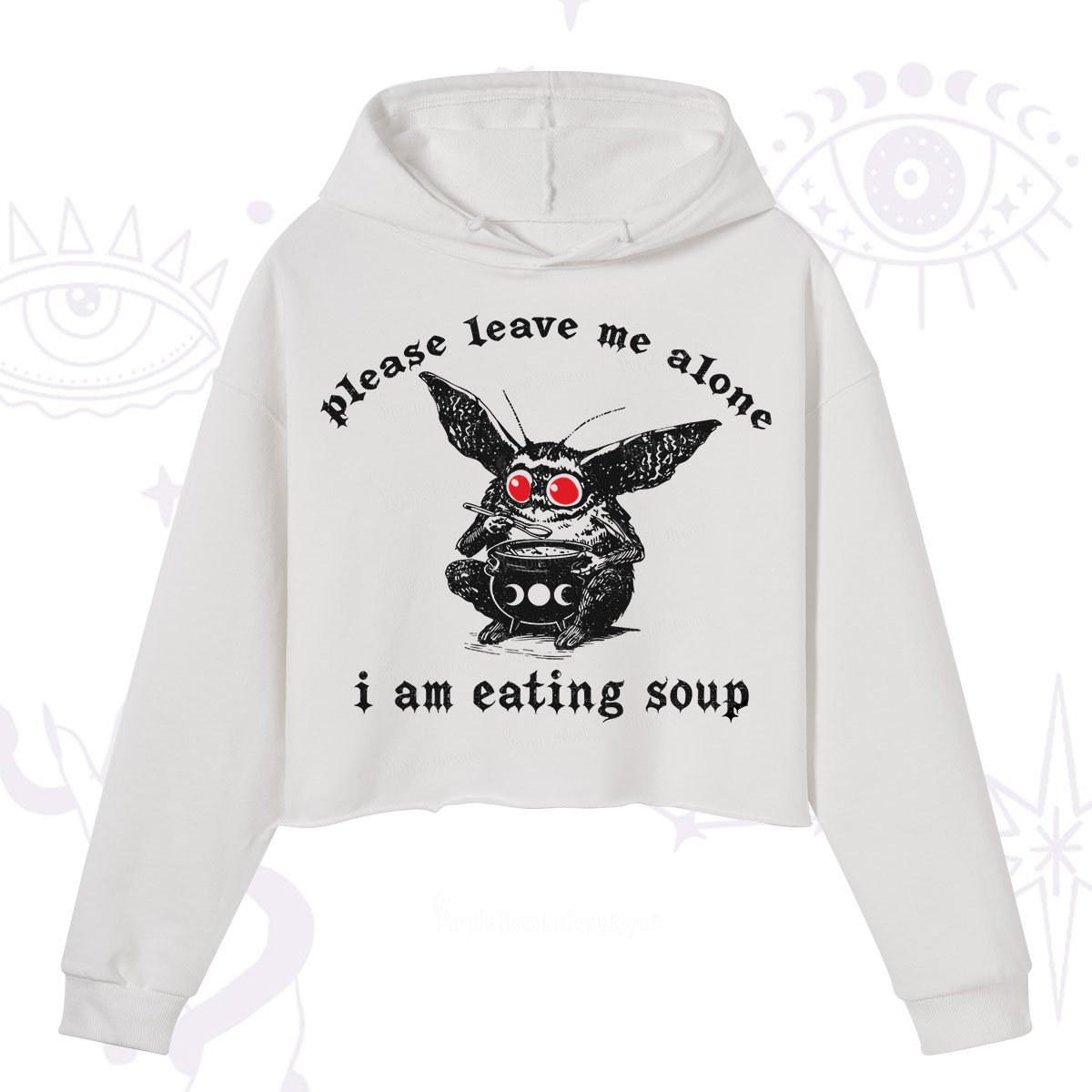 Purplehecate Mothman Eating Soup Crop Hoodie