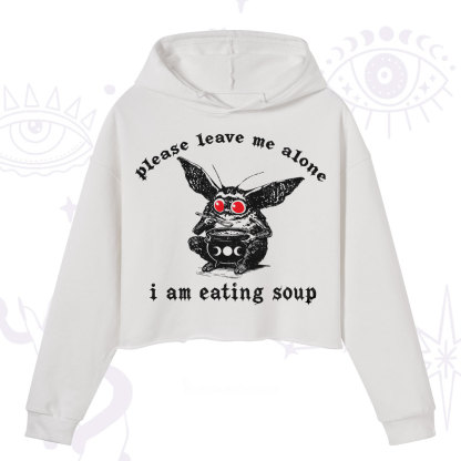 Purplehecate Mothman Eating Soup Crop Hoodie