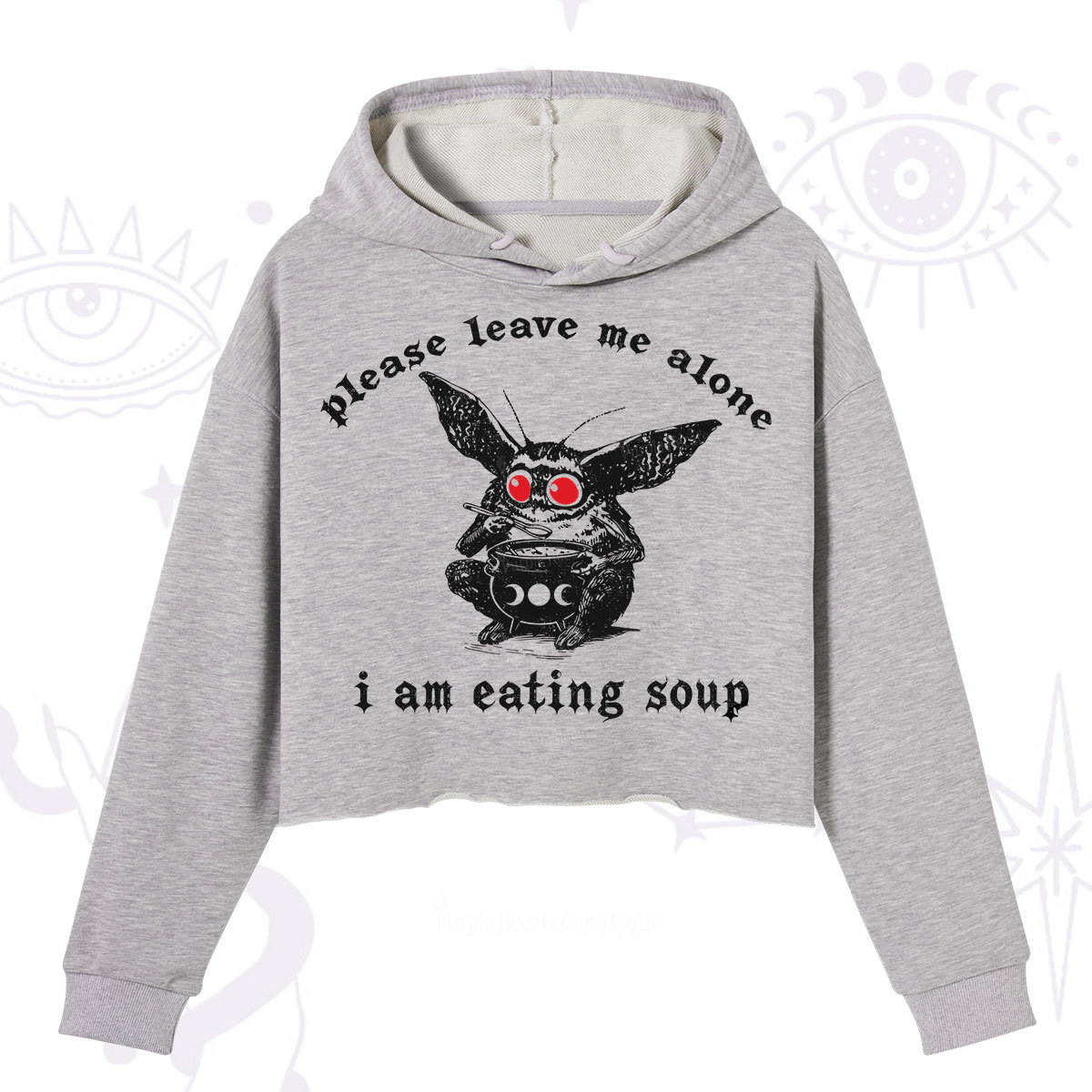 Purplehecate Mothman Eating Soup Crop Hoodie