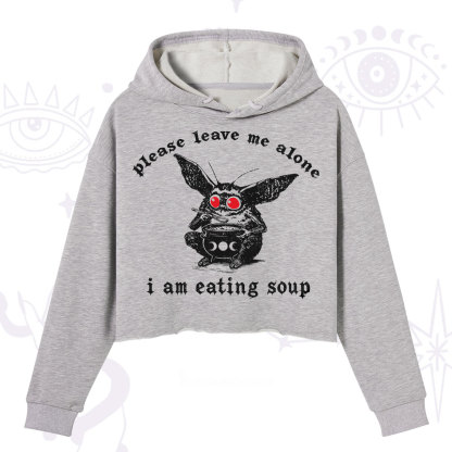 Purplehecate Mothman Eating Soup Crop Hoodie