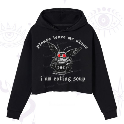 Purplehecate Mothman Eating Soup Crop Hoodie