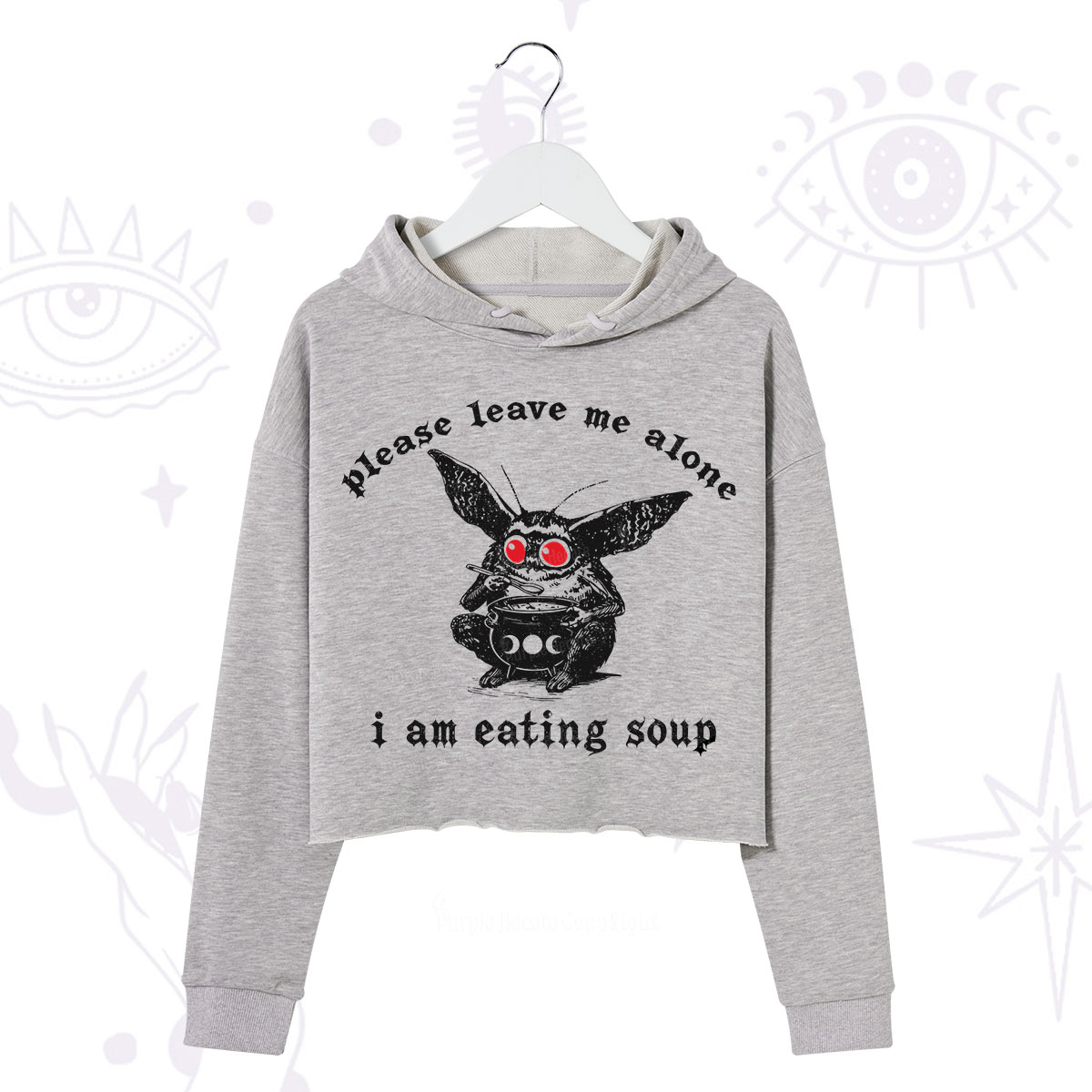 Purplehecate Mothman Eating Soup Crop Hoodie