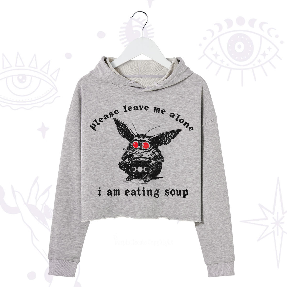 Purplehecate Mothman Eating Soup Crop Hoodie